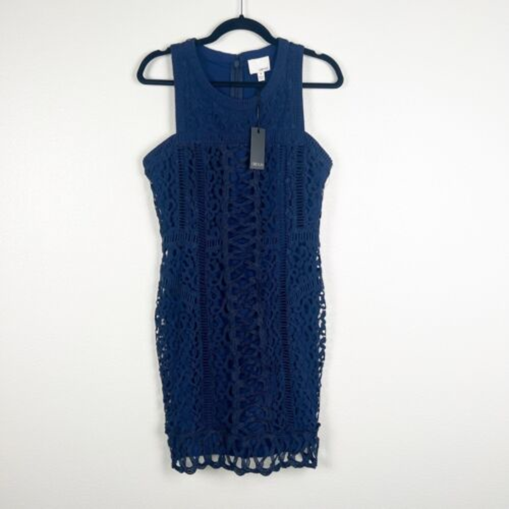 Greylin‎ Womens Lace Overlay Dress Blue Sz M NWT